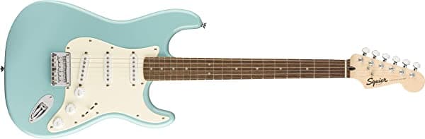 Fender Squier Bullet Stratocaster HT SSS Guitarra Eléctrica, con Garantía de 2 Años, Turquesa Tropical, Diapasón de Laurel 371001597