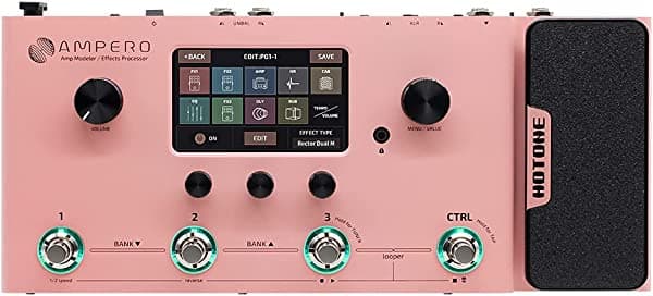 Hotone Ampero MP-100 - Armarios IR de simulación de múltiples idiomas, múltiples efectos con pedal de expresión estéreo OTG USB (edición limitada rosa)