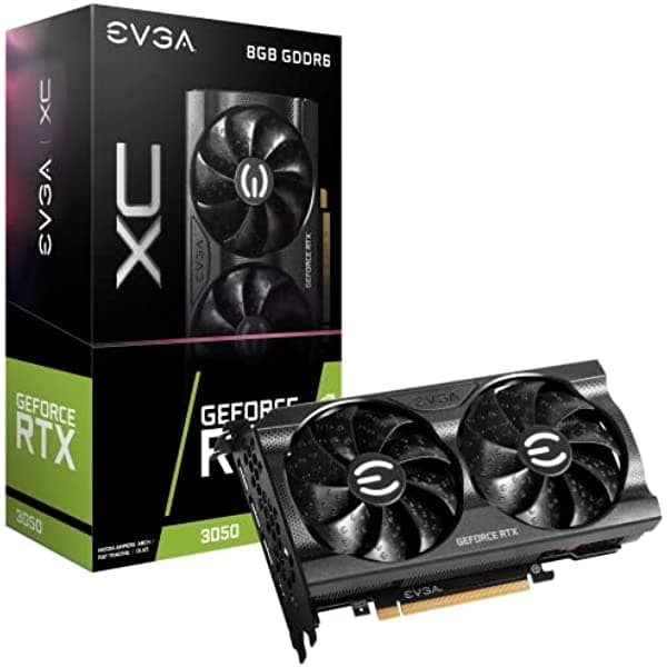 EVGA - GeForce RTX 3050 XC Gaming, 08G-P5-3553-KR, 8GB GDDR6, ventilador doble, placa trasera de metal.