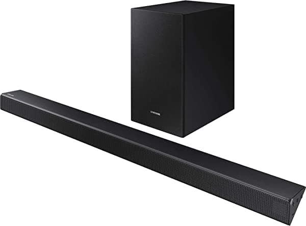 Samsung Barra de sonido 2.1 HW-R450 con subwoofer inalámbrico, compatible con Bluetooth, modo de sonido inteligente, modo de juego, 200 vatios