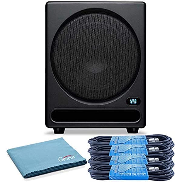 PreSonus Temblor T10 Powered Studio Subwoofer Monitor Bundle con 4 x 15ft XLR Cables y Genesis Tech paño de pulido