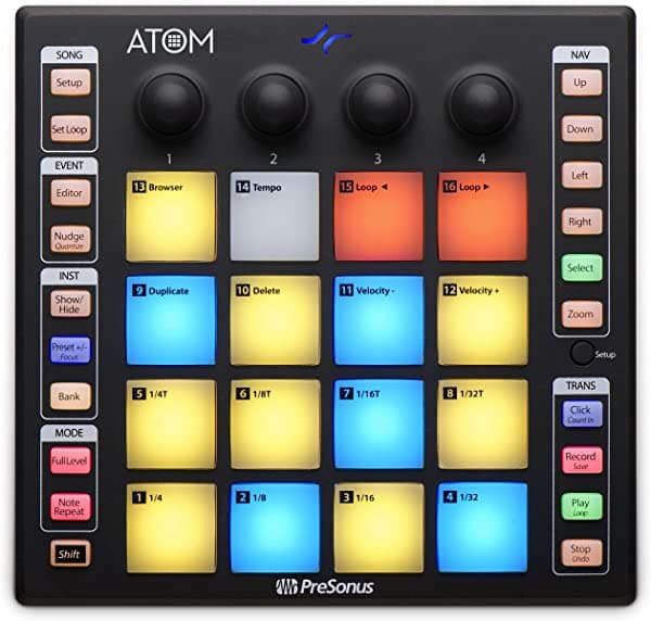 PreSonus ATOM Controlador de Pads Midi para Producción y Rendimiento con Software de Grabación Studio One Artist y Ableton Live Lite
