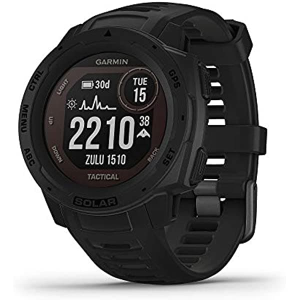 Garmin Instinct Solar, Reloj Inteligente Robusto para Exteriores con Capacidad de Carga Solar y Características Tácticas, Aplicaciones Deportivas Integradas y Monitoreo de la Salud, Negro 010-02293-13