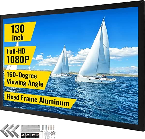 VEVOR Projector Screen Fixed Frame Pantalla de Proyector Fija de 130 pulgadas Diagonal 16:9, Pantalla de Proyección 4K HD con Marco de Aluminio, Montaje en Pared para Cine en Casa y Oficina Movie Screen Fixed Frame 3D