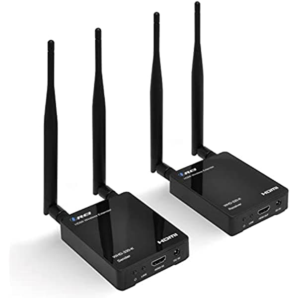 OREI Wireless HDMI Transmitter & Receiver Extender Upto 300 Feet 5G Long Range - Perfecto para Transmitir desde Laptop, PC, Cable, Netflix, PS4 a HDTV/Proyector con Soporte IR - Baja Latencia WHD-330-K-B