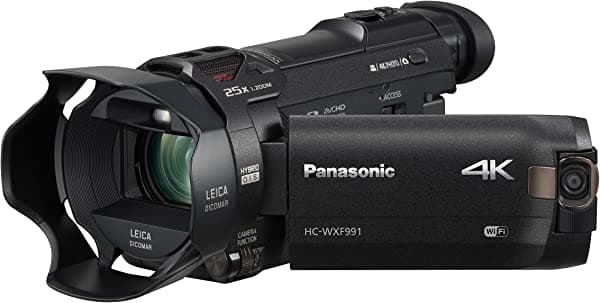 Panasonic Videocámara de video similar al cine 4K HC-WXF991K, lente LEICA DICOMAR 20X, sensor BSI de 1/2.3 pulgadas, O.I.S híbrido de 5 ejes, modo HDR, EVF, WiFi, grabación de video multiescena (negro)