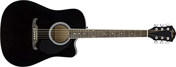 Fender FA-125CE Dreadnought Cutaway - Guitarra acústica y eléctrica, color negro 971113506