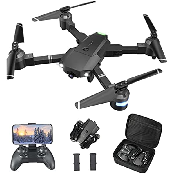 Drones con cámara para adultos con estuche de transporte, ATTOP 1080P FPV Drone, plegable, control de voz/gestos/gravedad, con una tecla de devolución de emergencia, diseño seguro para adolescentes y niñas