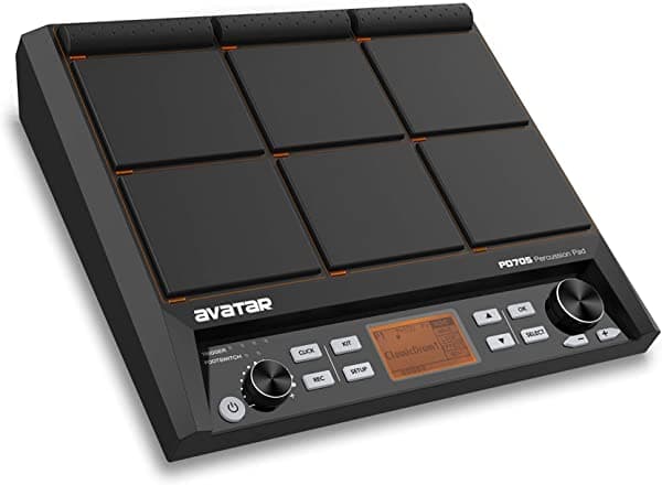 HXW PD705 - Multipad de percusión de 9 disparadores, batería electrónica de mesa todo en uno con más de 600 sonidos, compatible con USB MIDI