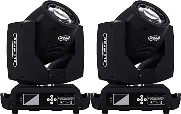 Samger - Paquete de 2 16 luces de escenario de prisma de 230 W, 7 colores, luces de cabeza móviles para boda, fiesta, discoteca, DJ, club, iluminación de efecto de escenario ajustable