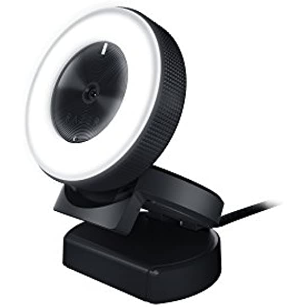 Cámara web para streaming Razer Kiyo: 1080 p a 30 FPS o 720 p a 60 FPS. Anillo de luz con brillo ajustable. Micrófono incorporado. Autofocus avanzado. RZ19-02320100-R3U1