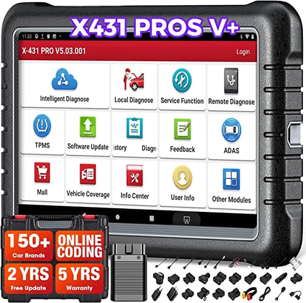 Launch X431 PROS V+ escáner de diagnóstico con CANFD, codificación de ECU, AutoAuth para FCA SGW, programador de llaves, más de 37 funciones de reinicio con herramienta de escaneo bidireccional, diagnóstico completo de sistemas OEM para todos los automóviles