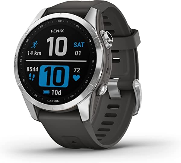 GARMIN fēnix 7S Reloj GPS Multideporte, Acero Inoxidable con Banda de Grafito