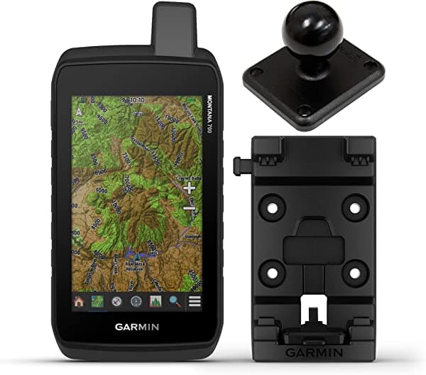 Garmin Montana 700 - Navegador de pantalla táctil GPS (010-02133-00) con soporte resistente y paquete de bolas