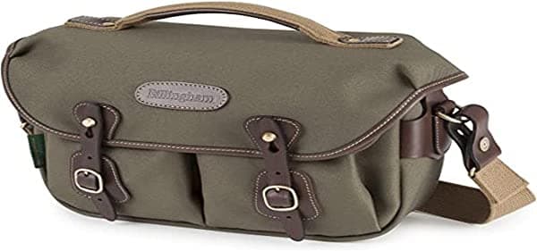 Billingham Hadley - Bolsa pequeña para cámara profesional (fibra salvia/cuero chocolate) 505048-54