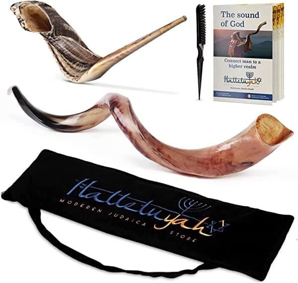 HalleluYAH Kudu Shofar yemenita totalmente pulido de Israel Plus Bocina de Ram gratis