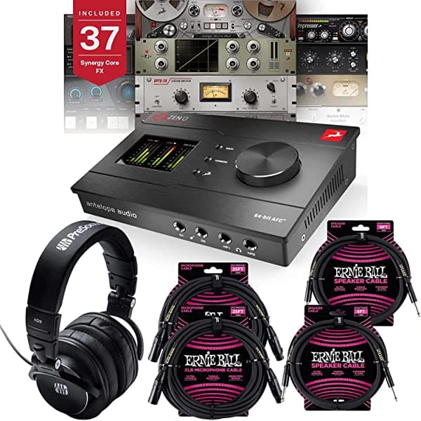 Clutch Antelope Zen Q Synergy Core Thunderbolt 3 interfaz de audio, (2) cables ErnieBall XLR de 25 pies, (2) cable ErnieBall 1/4, paquete Presonus HD9
