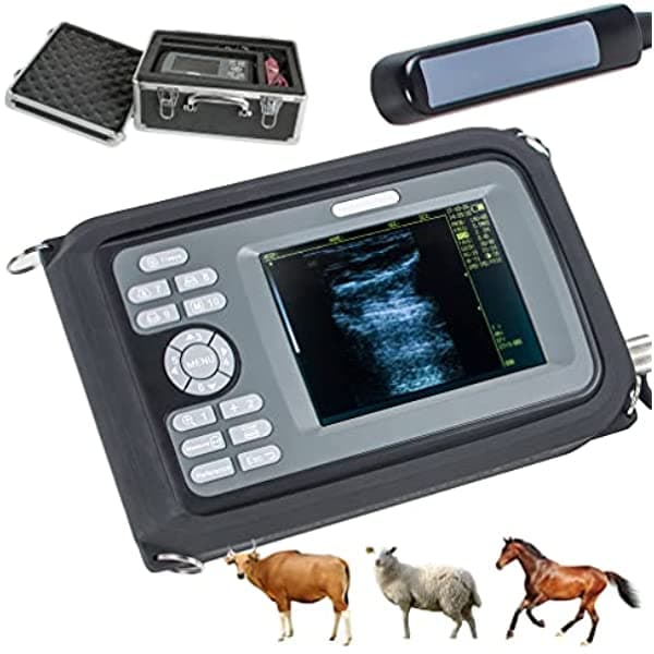 Wolovey Escáner veterinario digital portátil, V8 recargable con Con/vex Pro_be para animales, caballo, ganado, cabra, vaca, oveja y cerdo, batería de litio incorporada, envío de EE.UU Wolovey-26WV