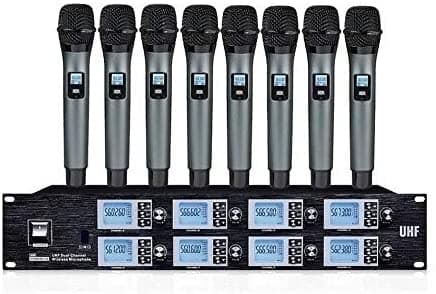 POLY Sistema de micrófonos inalámbricos para micrófono vocal profesional de iglesia, sistema inalámbrico UHF, micrófono de mano para la escuela, reunión, voz, karaoke BOLY-8800HH