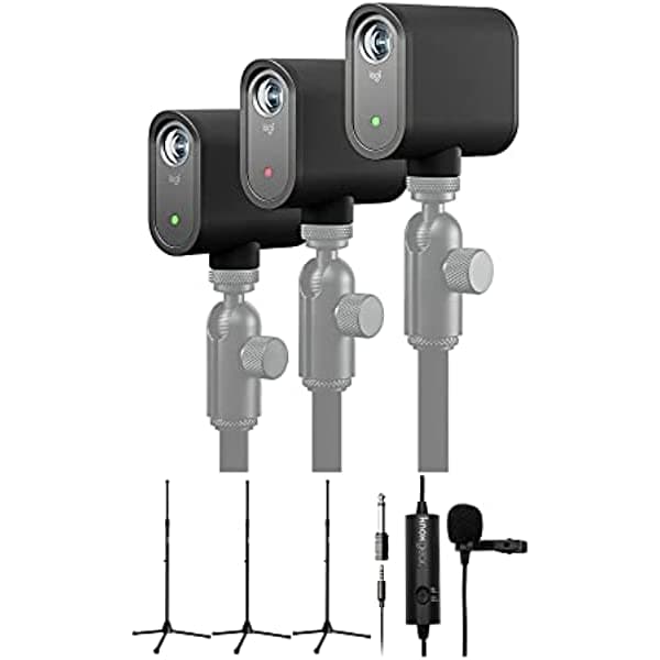 Logitech MEVO Start - Paquete de 3 para grabación de transmisión y podcasting con accesorios de estudio (3 soportes de micrófono en el escenario) (5 artículos) AMEVOSTART3PKK2