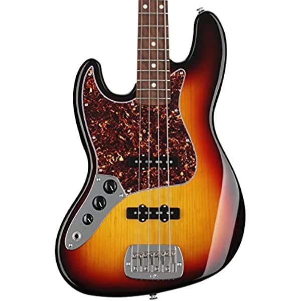 G&L Guitars G&L Fullerton Deluxe JB - Bajo para zurdos, 3 tonos Sunburst con diapasón de palisandro caribeño FDPJB-3TS-CR-L