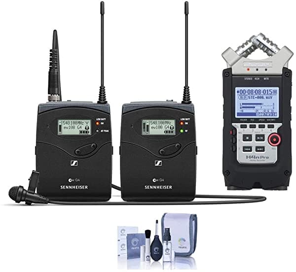 Sennheiser ew 112 P G4 Set Lavalier para cámara, transmisor Bodypack, ME 2 Lav Omni Mic, A: 516-558 MHz - Paquete con Zoom H4n Pro Recorder