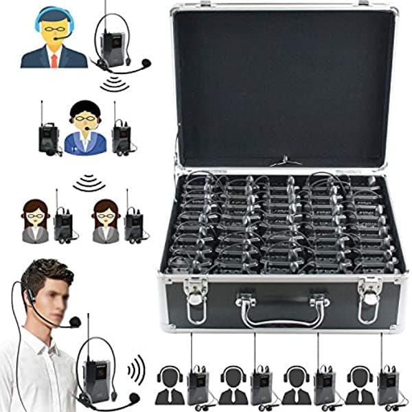 EXMAX DCUHF-938UE Sistema de audioguía, banda de frecuencia 432.5-434 MHz, dos canales, opcional para visitas guiadas, enseñanza, viajes e interpretación de campo EX-938