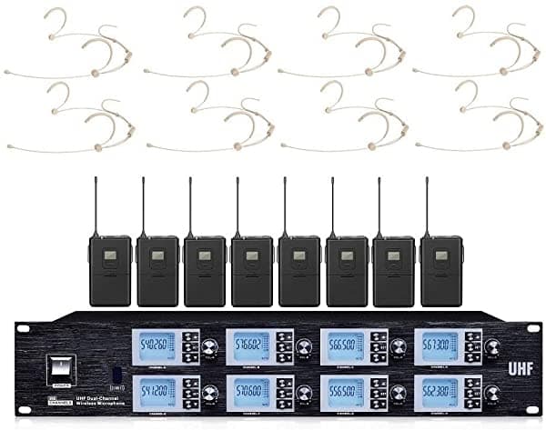Bolymic 8800 micrófono condensador inalámbrico cuerpo transmisor doble auricular inalámbrico micrófono sistema profesional 8 canales UHF micrófonos BL-8800SB-4GM