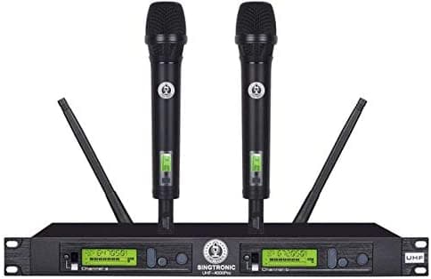 SINGTRONIC UHF-4000Pro PROFESSIONAL DIGITAL DUAL WIRELESS Micrófono KARAOKE SYSTEM BUILD IN FEEDBACK CONTROL