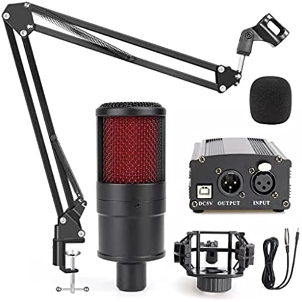 NCWZYY Micrófono inalámbrico, parlante Bluetooth, KTV de auto, micrófono de condensador para computadora, micrófono de estudio (color: kit de micrófono 4, tamaño: único) yljq-5675