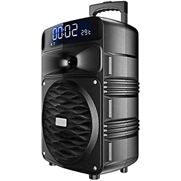 JTKDL Altavoz Bluetooth portátil para exteriores con micrófono inalámbrico y potente subwoofer, cantar en casa, material de metal (color: negro) jinshangtianhua1