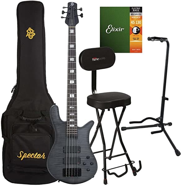Clutch Spector Euro5 LX Bass - Trans Black Stain Matte, Elixir Strings 14202, Gator GFW-GTR-SEAT, Gator GFW-GTR-1000, EBall P06058 Bundle