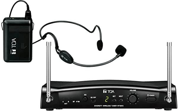TOA WS-5325H-AM RM1D00 Sistema inalámbrico UHF de 16 canales, incluye receptor de sintonizador WT-5810(M1), transmisor recargable WM-5325(M1) y micrófono de auriculares WH-4000H
