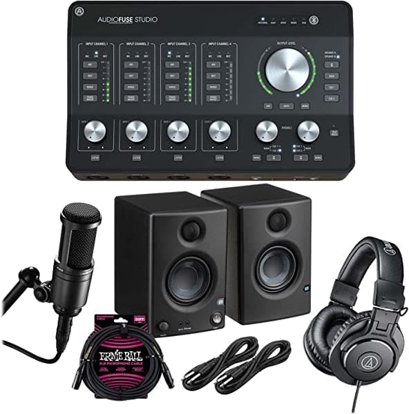 Unknown Arturia AudioFuse Studio Audio Interface, AT2020, ATH-M30X, ErnieBall XLR, Presonus Eris3.5, (2) 1/4 cables Bundle