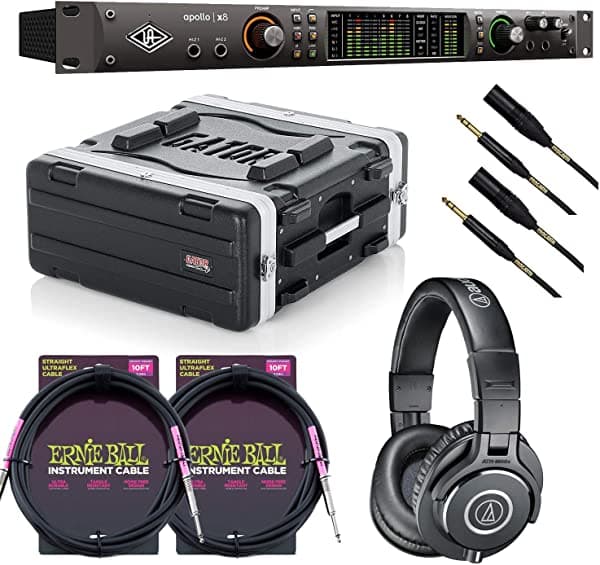 Clutch Universal Audio Apollo X8 Heritage Edition 18 X 24 Thunderbolt Gator Gr-4L Rack Case (2) Mogami Xlr A 1/4 (2) Cables Ernieball 1/4 En Ath-M40X Bundle