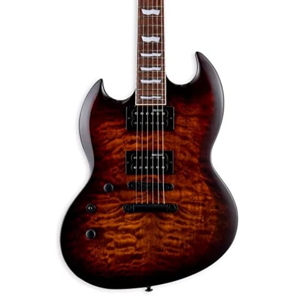 Esp Ltd Viper-256 Qm - Guitarra Eléctrica Para Zurdos Color Marrón Oscuro
