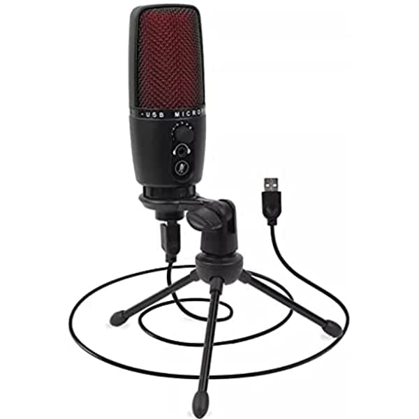 Wionc micrófono condensador profesional con luz RGB, micrófono USB de grabación para computadora, streaming, video y podcast (color sin luz RGB, tamaño 6 14 cm) jjzx-125