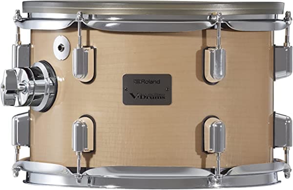Roland V-Drums Tom Pad De Diseño Acústico Con Carcasa De Madera De Tamaño Completo Y Zonas Duales Acabado Natural Brillante 12.0 In (Pda120-Gn)