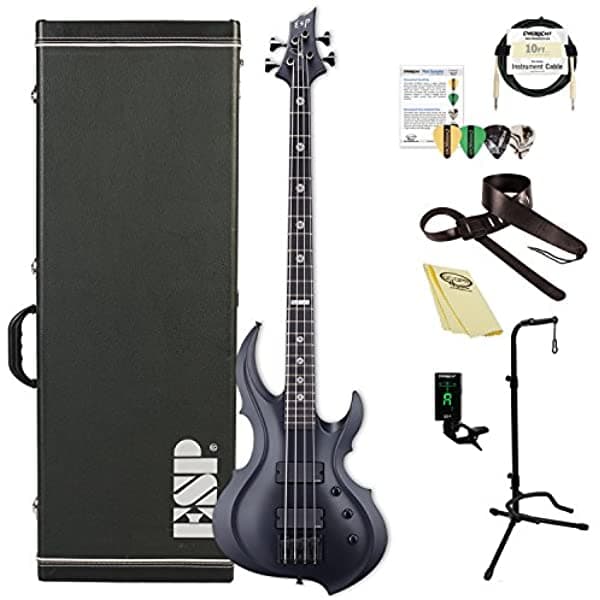 ESP Tom Araya FRX Bajo Eléctrico Serie Signature, Black Satin, Ideal para Metal y Rock ETARAYAFRXBLKS