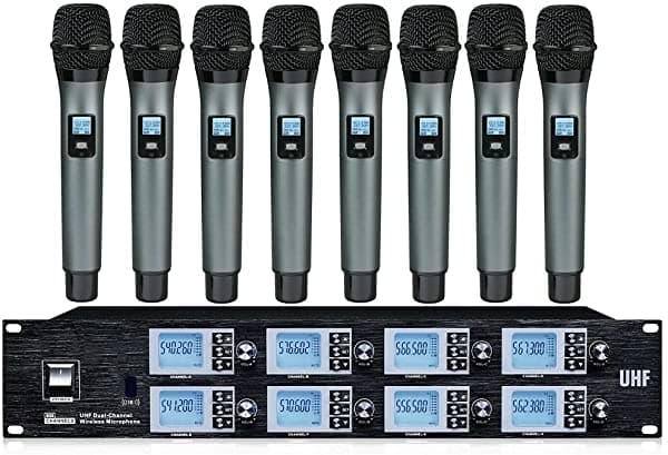 Bolymic Uhf - Micrófono Inalámbrico De 8 Canales Para Conferencias Escenario De Conferencias Espectáculos En Vivo Micrófonos De Mano Cumplimiento Fcc BL-8800SB-4GM