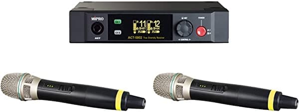 Mipro Act-5802/Act-58H2 Ism 5 Ghz 1/2U Receptor Digital De Doble Canal Con 2 Transmisores De Micrófono De Mano