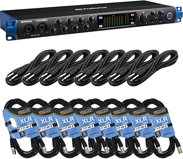 Clutch Presonus Studio 1824C Usb Placa (8) Xlr Cables (8) 1/4 Cables Bundle