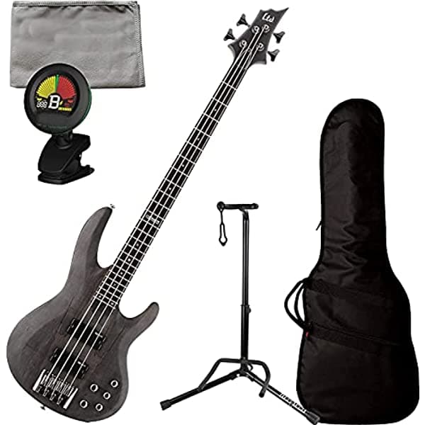 Geartree ESP LTD B-204SM See Thru - Bajo Eléctrico (4 Cuerdas Incluye Funda Soporte Afinador Y Gamuza) Color Negro B204SMSTBLK
