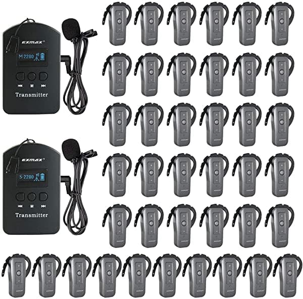 Exmax Exd-6688 - Auriculares Inalámbricos (24 Ghz 2 Transmisores 2 Transmisores Y 40 Receptores)
