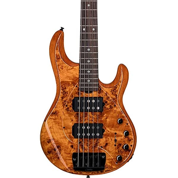 Sterling StingRay Ray35HH Poplar Burl - Bajo De 5 Cuerdas Ámbar Con Funda Acolchada