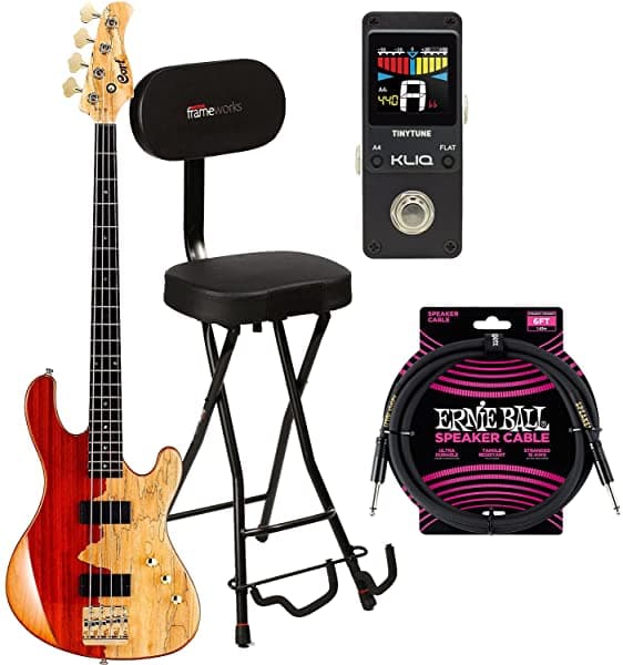 Clutch Cort Jeff Berlin Rithimic Bajo Eléctrico - Arce Spalted Natural Cable Ernie Ball Kliq Tinytune Gator GFW-GTR-Seat Bundle Rithimic Bass Guitar