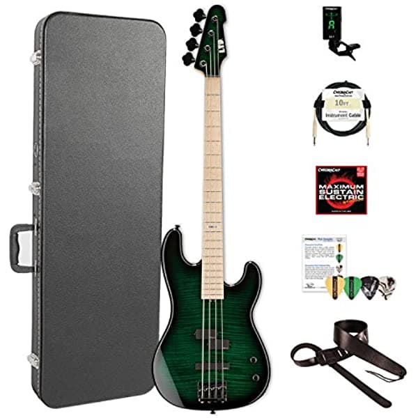 Esp Lmm4Fmdstgsb-Kit-2 Marco Mendoza Signature Series Eléctrico De 4 Cuerdas Graves See Thru Estallido De Color Verde Oscuro