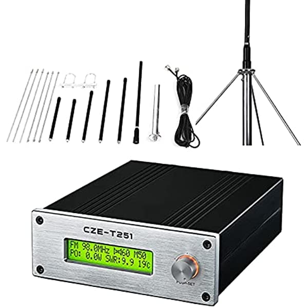 CZERF Transmisor Fm De 25 W Para Iglesia - Emisión De Coche Emisión Pública Emisión Privada + Antena Profesional Para Exteriores (01 W A 25 W)