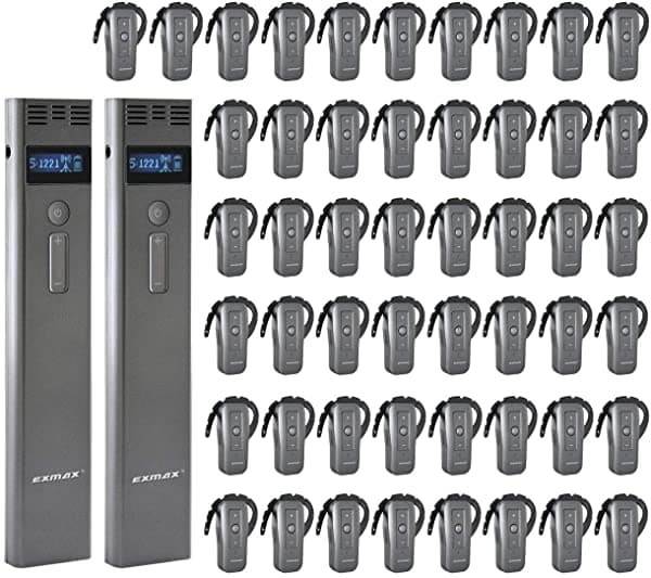 Exmax Exd-6688 2.4 Ghz Inalámbrico Interpretación Simultánea Equipo De Auriculares Apoyo Dos Transmisores Trabajan Simultáneamente Para Corte De Derecho Clases De Enseñanza (2 Transmisores Y 50 Receptores)