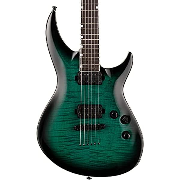 Esp Guitarra Eléctrica Ltd Deluxe H3-1000 De 6 Cuerdas Color Turquesa Negro Derecha (Lh31000Fmblktb1)